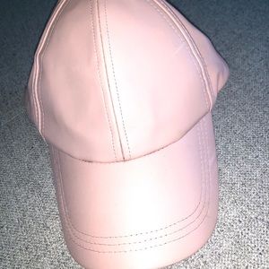 Free People Pink Leather Baseball Cap